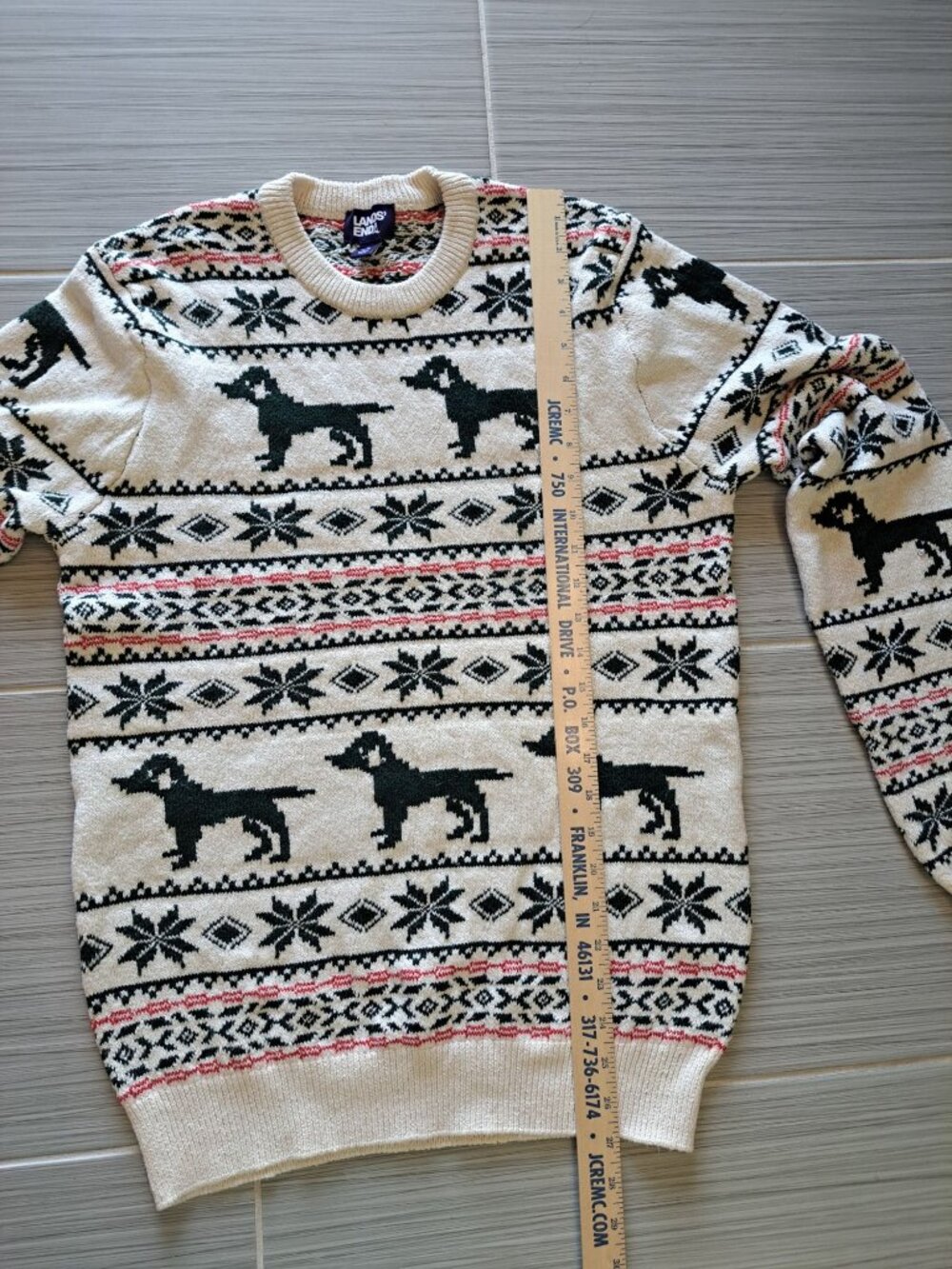 Lands End Fair Isle Dog Graphic Sweater S Winter Knit Women's Snowflake Lodge - Picture 5 of 11